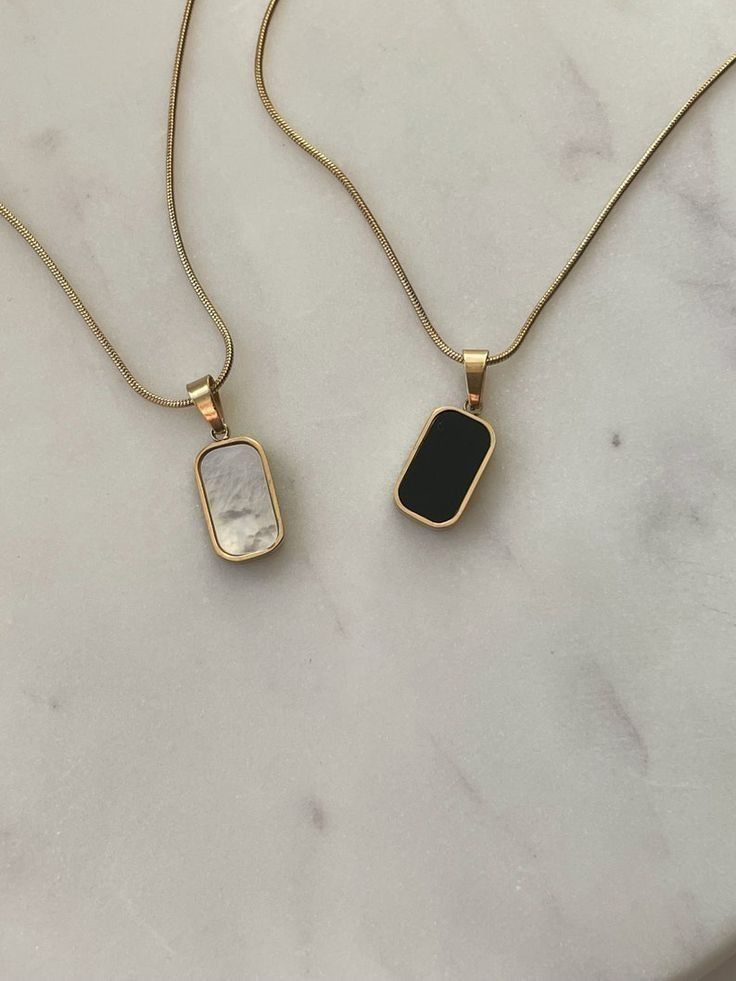 Double side onyx Pendant Necklace With Stainless Steel Chain for Men